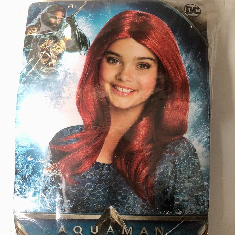 NWOT Aquaman Mera Child Wig Red Official DC Comics Costume Halloween Cosplay